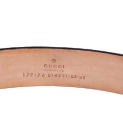 Gucci Black Patent Leather Horsebit Buckle Belt 85CM