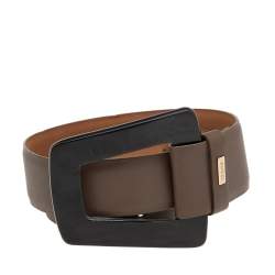 Pre Owned Gucci Vintage Grey Leather Waist Belt 70 CM