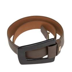 Pre Owned Gucci Vintage Grey Leather Waist Belt 70 CM