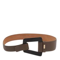 Pre Owned Gucci Vintage Grey Leather Waist Belt 70 CM