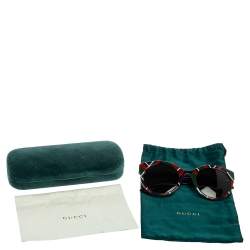 مملوكة مسبقًا نظارة غوتشي GG0028S مخطط / أخضر عين قطة