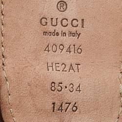 Pre Owned Gucci Multicolor Web Canvas And Leather GG Marmont Belt 85 CM