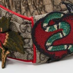 Pre Owned Gucci Beige Snake & Floral Patch Limited Edition Silk Head Band