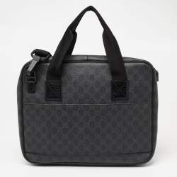 Pre Owned Gucci Black GG Supreme Canvas Laptop Case Bag