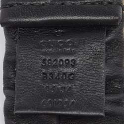Gucci Black Elastic Leather GG Torchon Buckle Belt 85CM