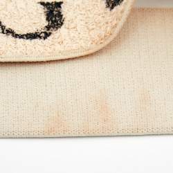 Pre Owned Gucci Cream Knit Logo Print Wide Headband