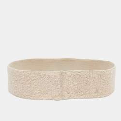 Pre Owned Gucci Cream Knit Logo Print Wide Headband