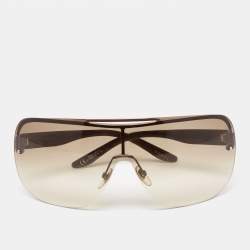 Pre Owned Gucci Brown 1893/S Rimless Crest Gradient Shield Sunglasses
