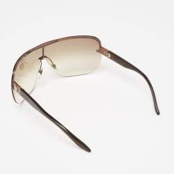 Pre Owned Gucci Brown 1893/S Rimless Crest Gradient Shield Sunglasses