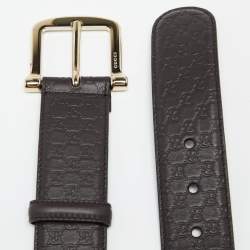 Gucci Dark Brown Microguccissima Leather Buckle Belt 75CM