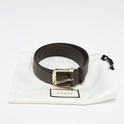 Gucci Dark Brown Microguccissima Leather Buckle Belt 75CM