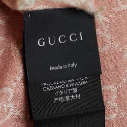 Pre Owned Gucci Pink Guccissima Jacquard Wool & Silk Shawl