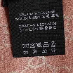 Pre Owned Gucci Pink Guccissima Jacquard Wool & Silk Shawl