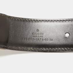 Pre Owned حزام غوتشي جروميت كانفاس شريط ويب وجلد بإبزيم مقاس 85 سم