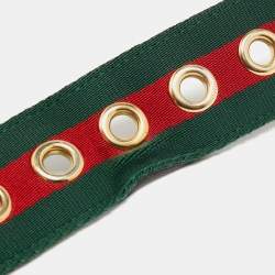 Pre Owned حزام غوتشي جروميت كانفاس شريط ويب وجلد بإبزيم مقاس 85 سم