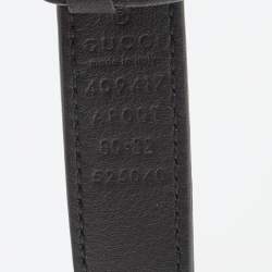 Pre Owned Gucci Black Leather Double G Buckle Slim Belt 80CM