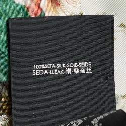 Pre Owned Gucci Cream Loved Peacock Print Fringed Silk Scarf