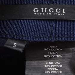 Pre Owned قبعة غوتشي مخطط أبيض وأزرق كحلي مقاس صغير