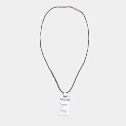 Pre Owned Gucci Sterling Silver Gemini Zodiac Pendant Cord Necklace