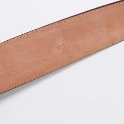 مملوكة مسبقًا Gucci Navy Blue/Beige GG Canvas and Leather Interlocking G Buckle Belt 85CM