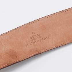 مملوكة مسبقًا Gucci Navy Blue/Beige GG Canvas and Leather Interlocking G Buckle Belt 85CM