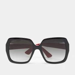 Gucci Black/Red GG0096S Oversized Sunglasses