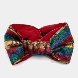 Pre Owned Gucci Metallic Rainbow GG Supreme Turban
