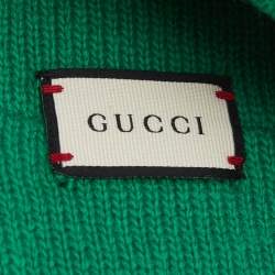 Pre Owned Gucci Red & Green GG Webstripe Wool Headband