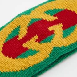 Pre Owned Gucci Red & Green GG Webstripe Wool Headband