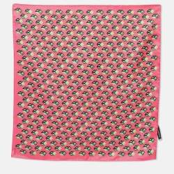 Gucci Pink GG Cube Motif Print Silk Scarf