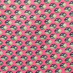 Gucci Pink GG Cube Motif Print Silk Scarf