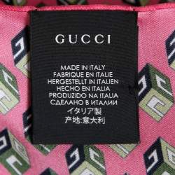 Gucci Pink GG Cube Motif Print Silk Scarf