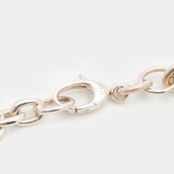 Pre Owned Gucci Interlocking Sterling Silver Link GG Charm Bracelet