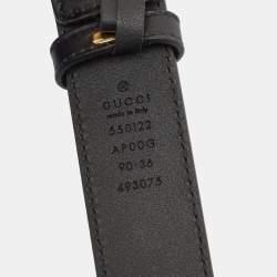 Pre Owned Gucci Black Leather Zumi Buckle Belt 90CM
