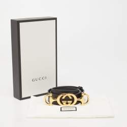 Pre Owned Gucci Black Leather Zumi Buckle Belt 90CM
