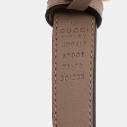 Pre Owned Gucci Dusty Pink Leather Double G Buckle Skinny Belt 75CM