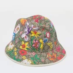 Pre Owned قبعة غوتشي باكيت كانفاس جي جي سوبريم بيج مطبوع مورد مقاس كبير (لارج)