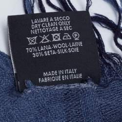 Pre Owned وشاح غوتشي سورفي صوف جاكار وحرير أزرق 