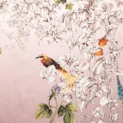 مملوكة مسبقًا Gucci Mauve Floral Bird Print Silk Scarf