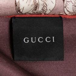 مملوكة مسبقًا Gucci Mauve Floral Bird Print Silk Scarf