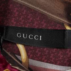 مملوكة مسبقًا Gucci Pink Equestrian Print Silk Scarf