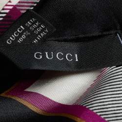 Pre Owned Gucci Multicolour Check & Golf Club Print Silk Scarf