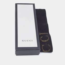 Pre Owned Gucci Black Elastic Logo Print Wide Headband
