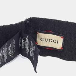 Pre Owned Gucci Black Elastic Logo Print Wide Headband