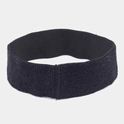 Pre Owned Gucci Black Elastic Logo Print Wide Headband
