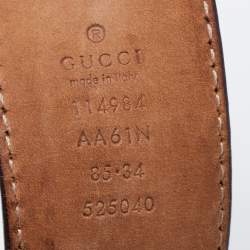 Pre Owned Gucci Black Guccissima Leather Interlocking G Buckle Belt 85CM