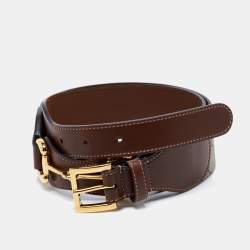 Pre Owned حزام غوتشي هورسبيت جلد وكانفاس جي جي سوبريم بيج/بني 90 سم