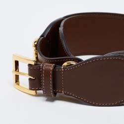 Pre Owned حزام غوتشي هورسبيت جلد وكانفاس جي جي سوبريم بيج/بني 90 سم