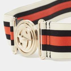 Gucci Tricolor Web Elastic Band Interlocking G Belt 90CM