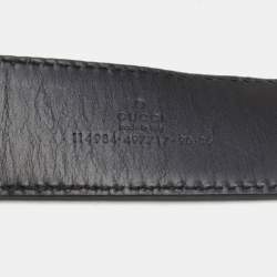 Pre Owned حزام غوتشي جلد غوتشيسيما أسود بإبزيم حروف G متداجلة 90 سم